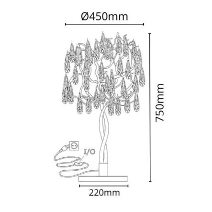 Kristāla galda lampa 5xG9/40W/230V zelta
