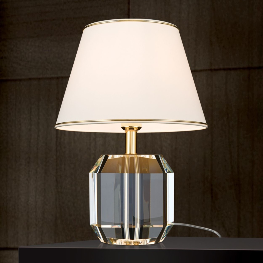Kristāla galda lampa ALEXIS 1xE27/60W/230V krēmkrāsa/zelta/caurspīdīga