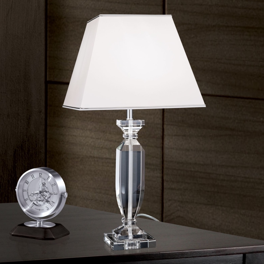 Kristāla galda lampa POKAL 1xE27/60W/230V balta/caurspīdīga