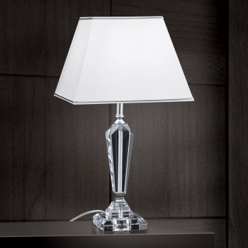 Kristāla galda lampa VERONIQUE 1xE27/60W/230V balta/hroms