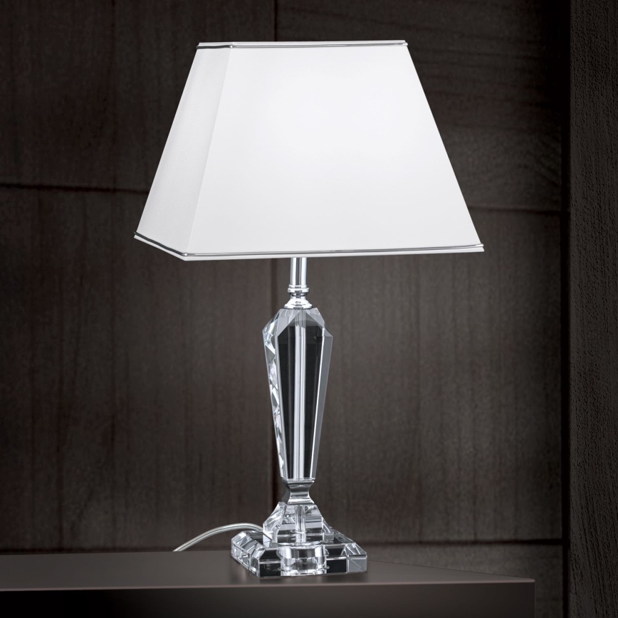 Kristāla galda lampa VERONIQUE 1xE27/60W/230V balta/hroms