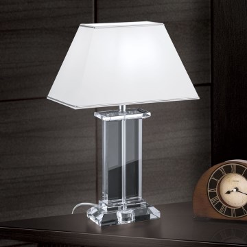 Kristāla galda lampa VERONIQUE 1xE27/60W/230V balta/hroms