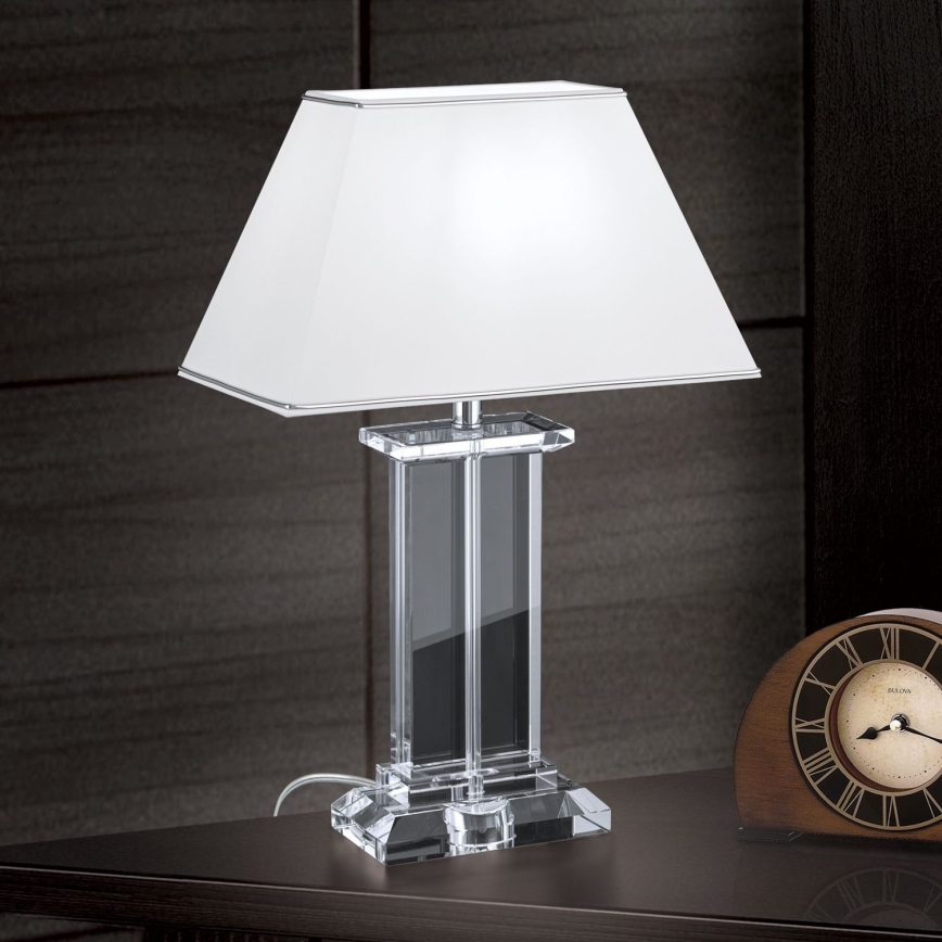 Kristāla galda lampa VERONIQUE 1xE27/60W/230V balta/hroms