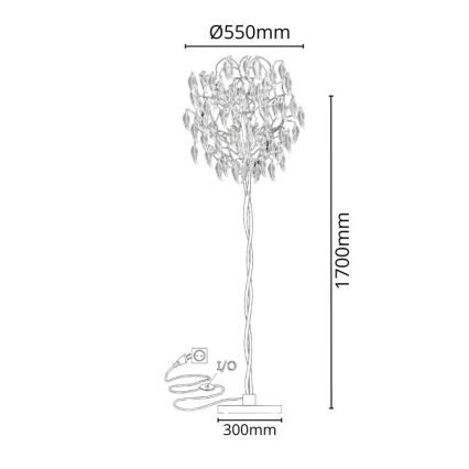 Kristāla grīdas stāvlampa 5xG9/40W/230V melna