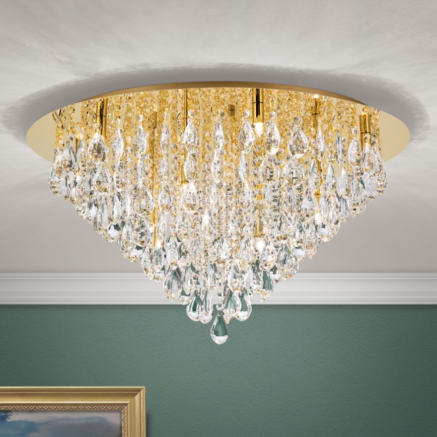 Kristāla griestu lampa CELESTE 12xG9/40W/230V d. 75 cm zelta