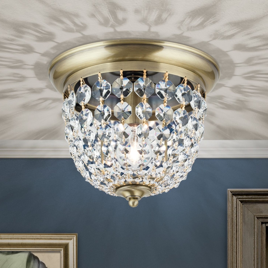 Kristāla griestu lampa PLAFOND 1xE27/40W/230V d. 26 cm bronza