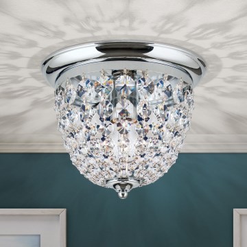 Kristāla griestu lampa PLAFOND 1xE27/40W/230V d. 26 cm spīdīgi hromēts