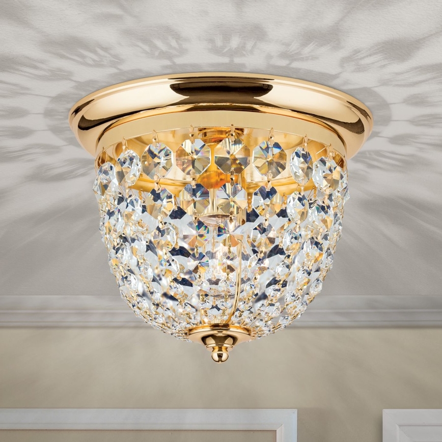 Kristāla griestu lampa PLAFOND 1xE27/40W/230V d. 26 cm zelta