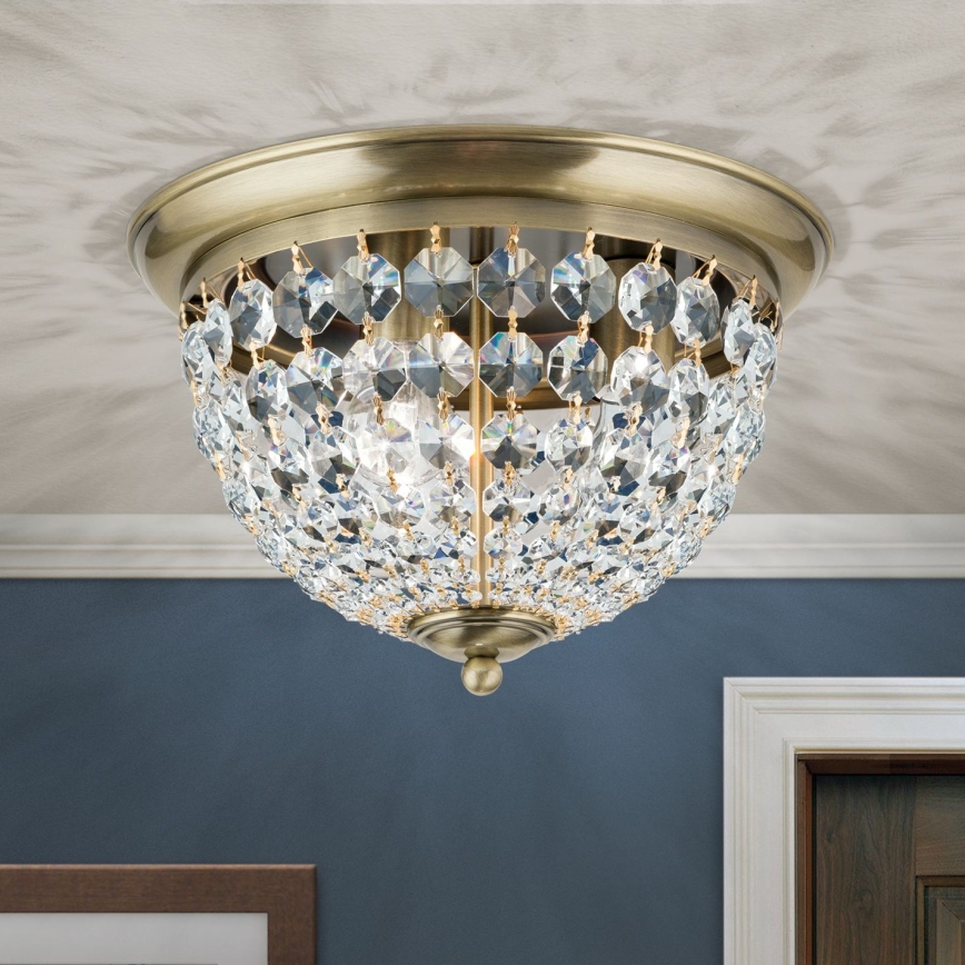 Kristāla griestu lampa PLAFOND 3xE27/40W/230V d. 35 cm bronza