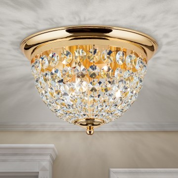 Kristāla griestu lampa PLAFOND 3xE27/40W/230V d. 35 cm zelta
