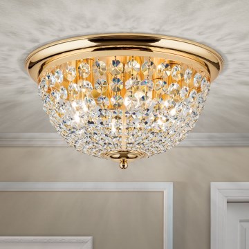 Kristāla griestu lampa PLAFOND 6xE27/40W/230V d. 47 cm zelta