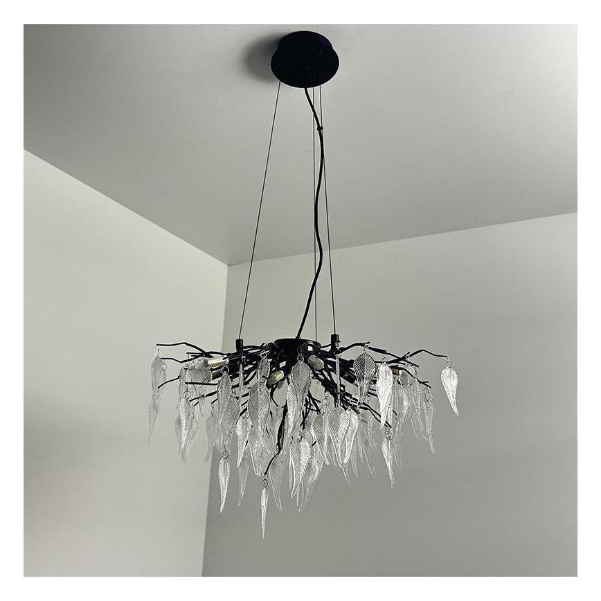 Kristāla lustra ar auklu 10xG9/40W/230V melna