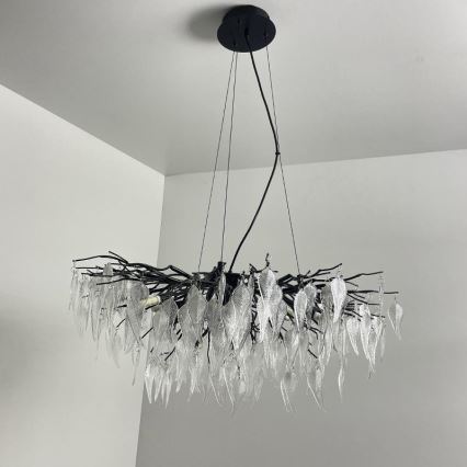 Kristāla lustra ar auklu 12xG9/40W/230V melna