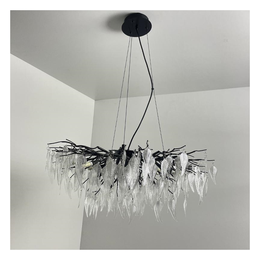 Kristāla lustra ar auklu 12xG9/40W/230V melna