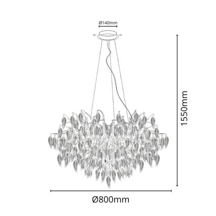 Kristāla lustra ar auklu 12xG9/40W/230V melna