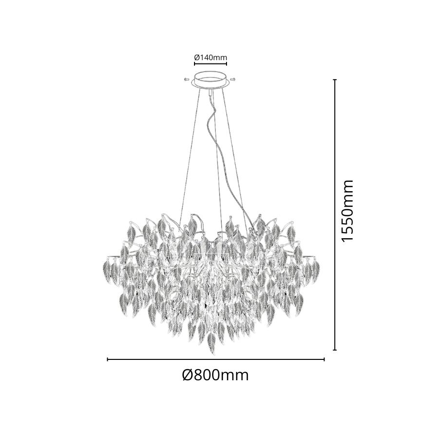 Kristāla lustra ar auklu 12xG9/40W/230V melna
