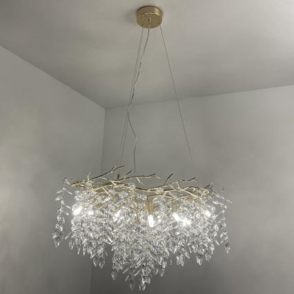 Kristāla lustra ar auklu 12xG9/40W/230V zelta