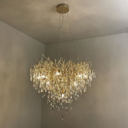 Kristāla lustra ar auklu 12xG9/40W/230V zelta