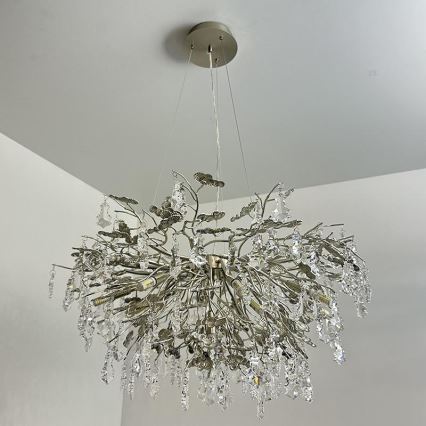 Kristāla lustra ar auklu 13xG9/40W/230V spīdīgi hromēts