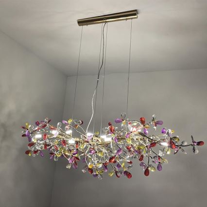 Kristāla lustra ar auklu 13xG9/40W/230V krāsaina