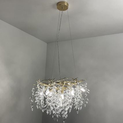 Kristāla lustra ar auklu 9xG9/40W/230V zelta
