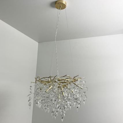 Kristāla lustra ar auklu 9xG9/40W/230V zelta