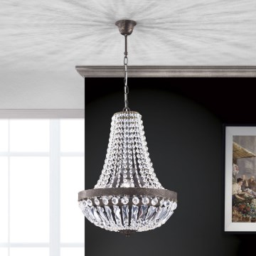 Kristāla lustra ar ķēdi ARILA 3xE27/60W/230V d. 40 cm brūna/patina