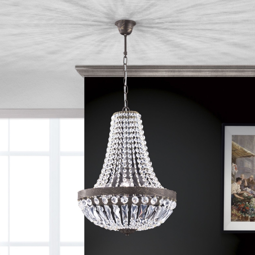 Kristāla lustra ar ķēdi ARILA 3xE27/60W/230V d. 40 cm brūna/patina