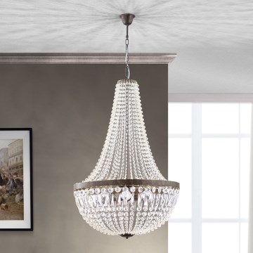 Kristāla lustra ar ķēdi ARILA 6xE27/60W/230V d. 60 cm brūna/patina