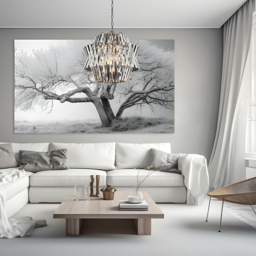Kristāla lustra ar ķēdi CROWN 12xE14/40W/230V spīdīgi hromēts
