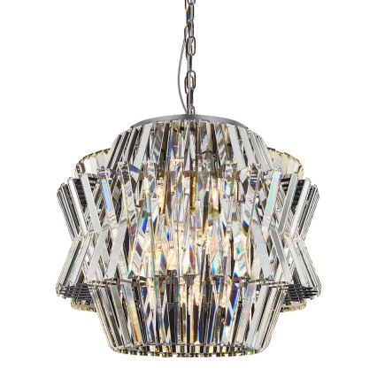 Kristāla lustra ar ķēdi CROWN 12xE14/40W/230V spīdīgi hromēts