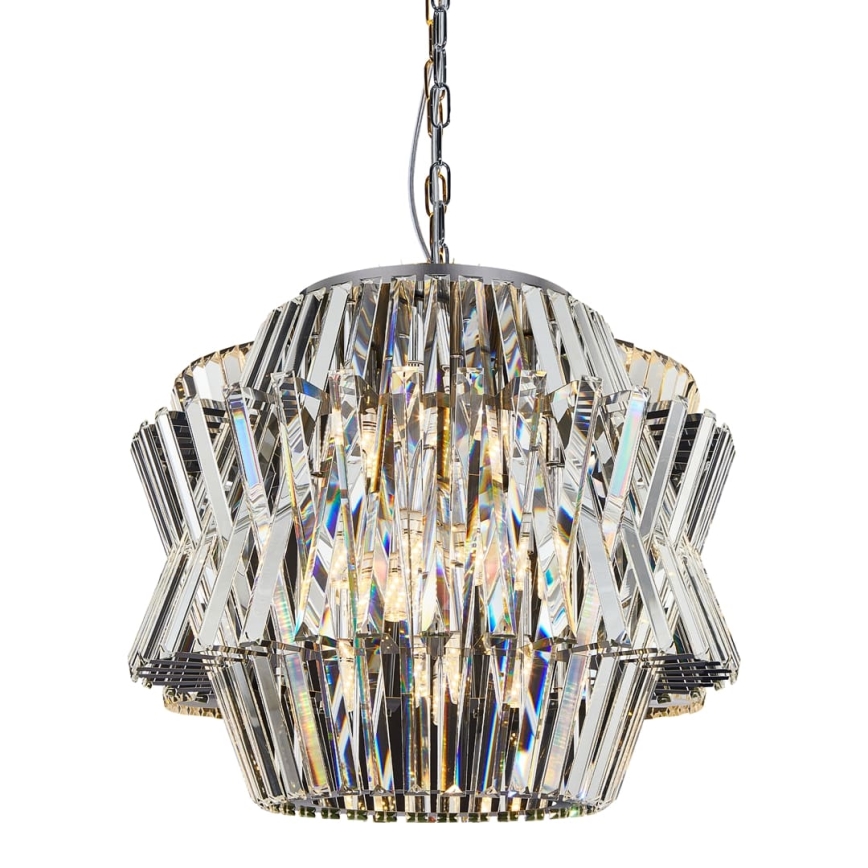 Kristāla lustra ar ķēdi CROWN 12xE14/40W/230V spīdīgi hromēts