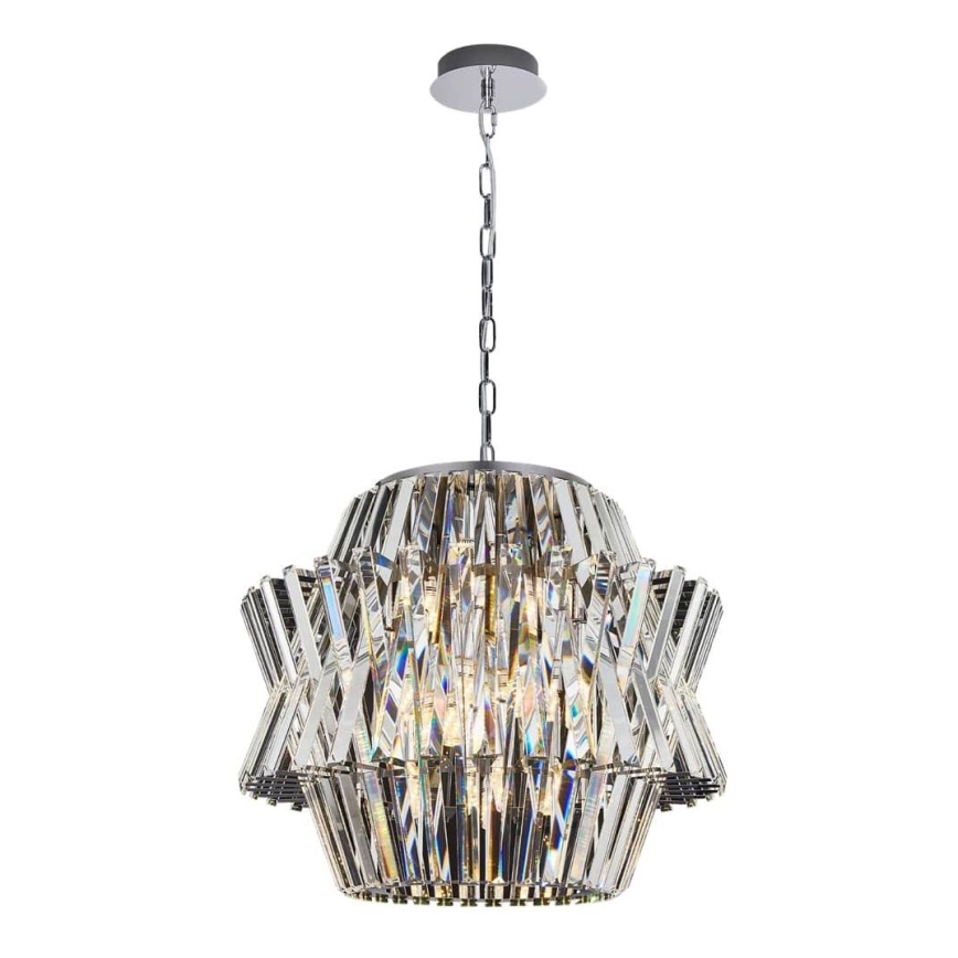 Kristāla lustra ar ķēdi CROWN 12xE14/40W/230V spīdīgi hromēts
