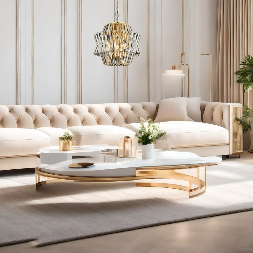 Kristāla lustra ar ķēdi CROWN 12xE14/40W/230V zelta