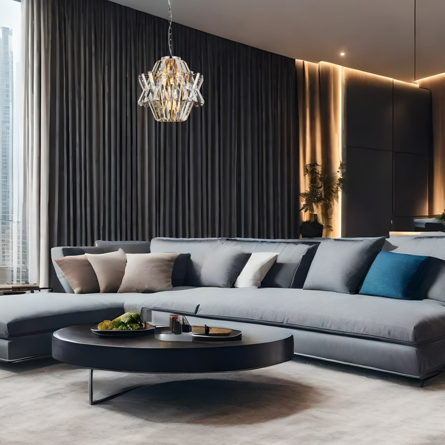 Kristāla lustra ar ķēdi CROWN 4xE14/40W/230V spīdīgi hromēts