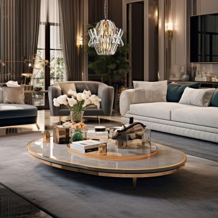Kristāla lustra ar ķēdi CROWN 4xE14/40W/230V spīdīgi hromēts