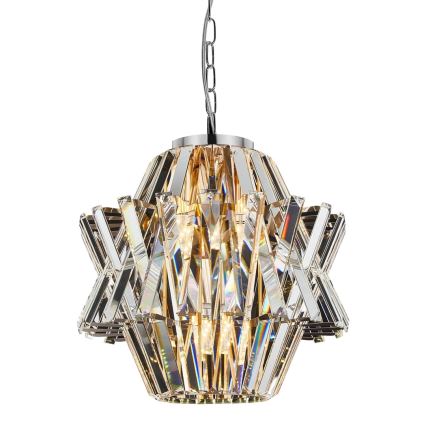 Kristāla lustra ar ķēdi CROWN 4xE14/40W/230V spīdīgi hromēts