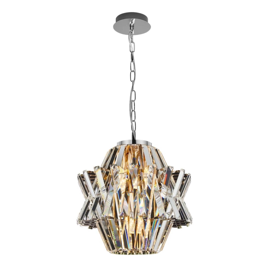 Kristāla lustra ar ķēdi CROWN 4xE14/40W/230V spīdīgi hromēts