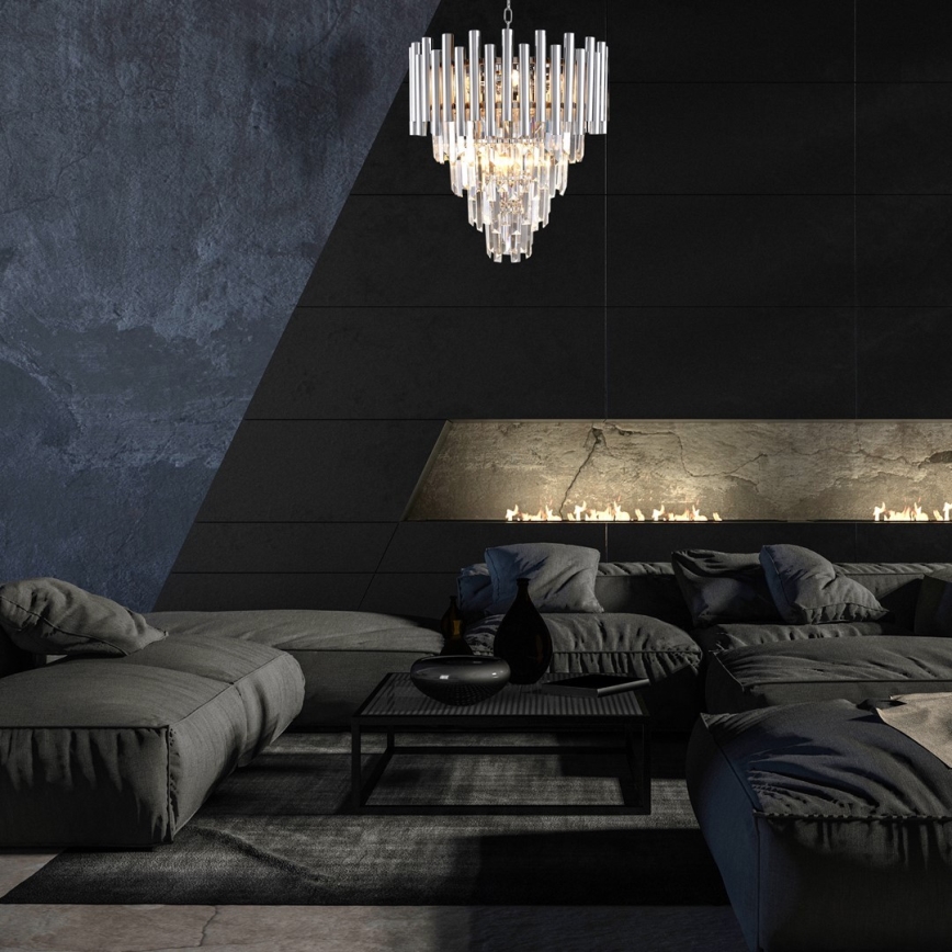 Kristāla lustra ar ķēdi MADISON 9xE14/40W/230V spīdīgi hromēts