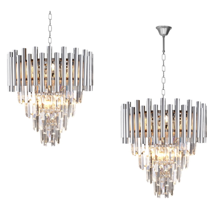 Kristāla lustra ar ķēdi MADISON 9xE14/40W/230V spīdīgi hromēts