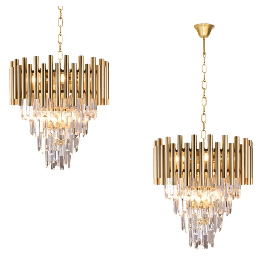 Kristāla lustra ar ķēdi MADISON 9xE14/40W/230V zelta