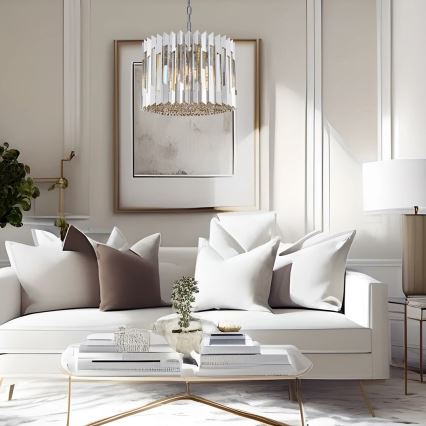 Kristāla lustra ar ķēdi RITZ 7xE14/40W/230V spīdīgi hromēts
