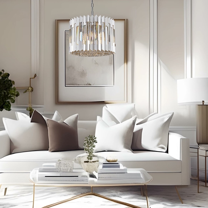 Kristāla lustra ar ķēdi RITZ 7xE14/40W/230V spīdīgi hromēts