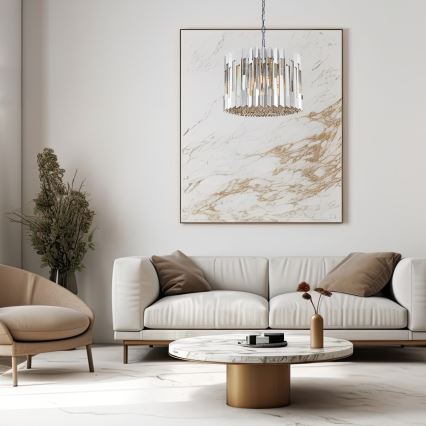 Kristāla lustra ar ķēdi RITZ 7xE14/40W/230V spīdīgi hromēts