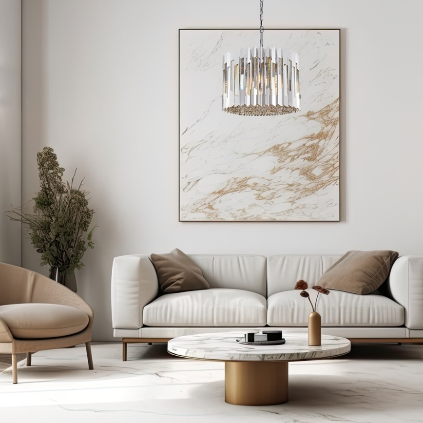Kristāla lustra ar ķēdi RITZ 7xE14/40W/230V spīdīgi hromēts