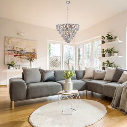 Kristāla lustra uz ķēdes CHELSEA 6xE14/40W/230V