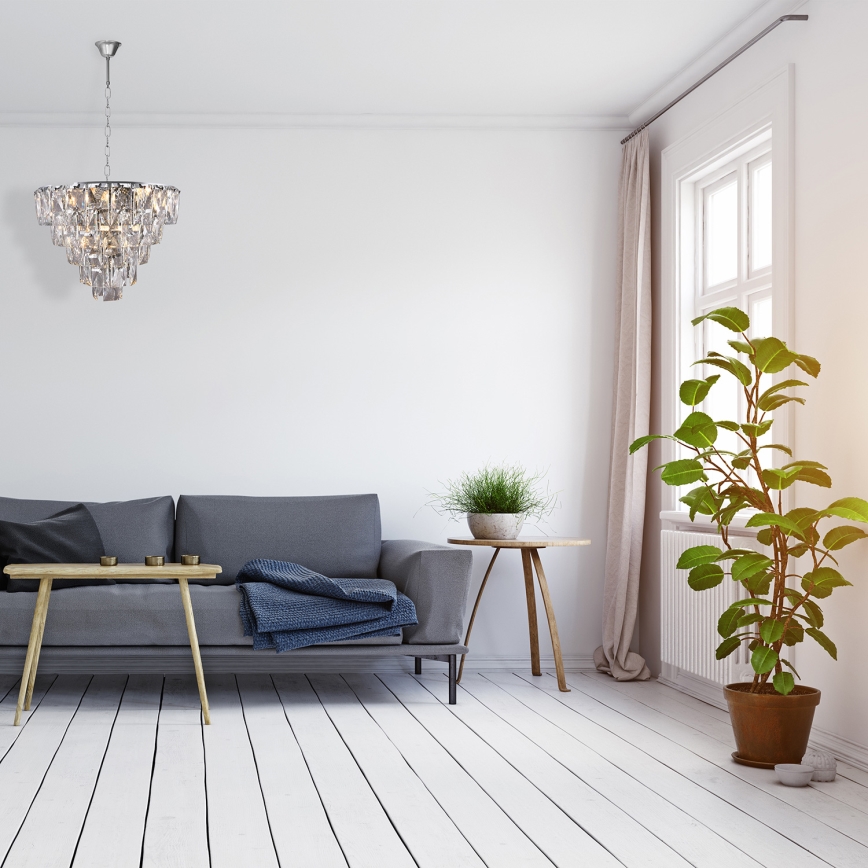 Kristāla lustra uz ķēdes CHELSEA 6xE14/40W/230V