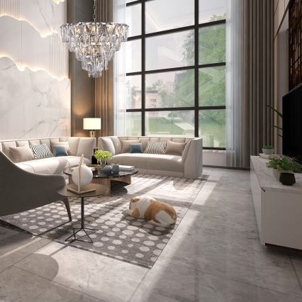 Kristāla lustra uz ķēdes CHELSEA 6xE14/40W/230V