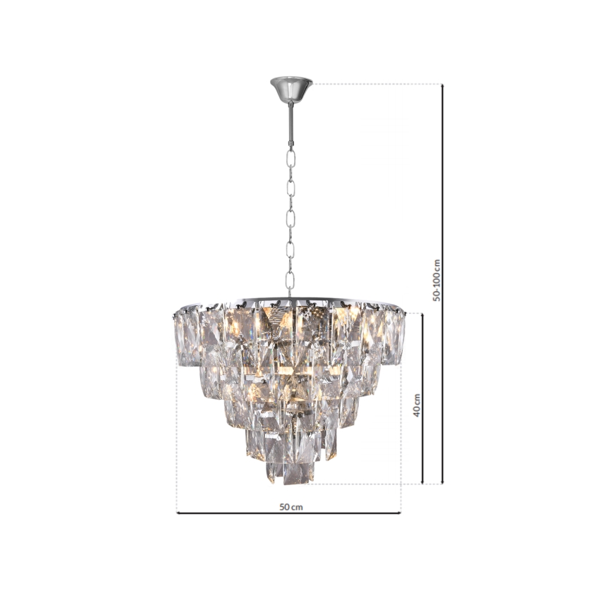 Kristāla lustra uz ķēdes CHELSEA 6xE14/40W/230V