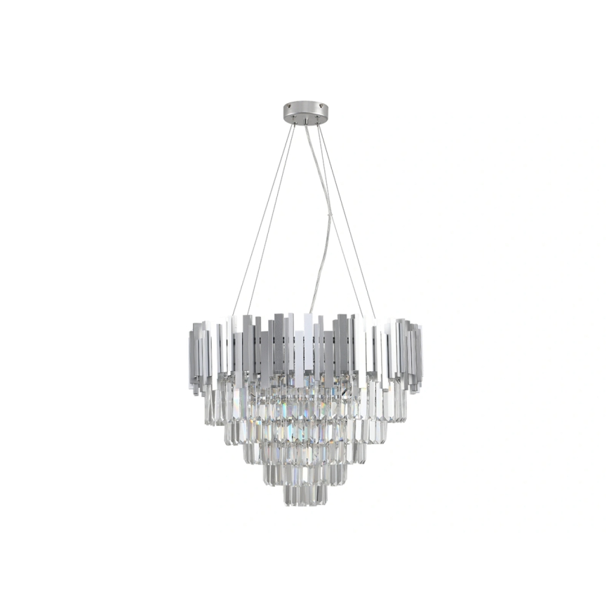 Kristāla lustra uz troses PLAZA 9xE14/40W/230V Ø 60 cm, sudraba krāsā